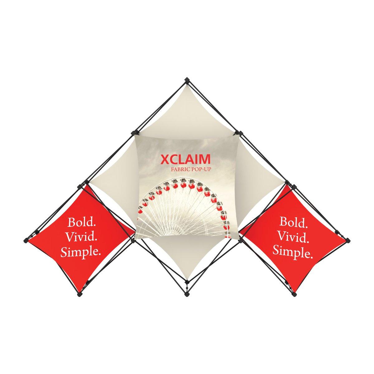 Xclaim fabric pop-up display for trade shows and exhibitions with bold, vivid, simple graphic panels