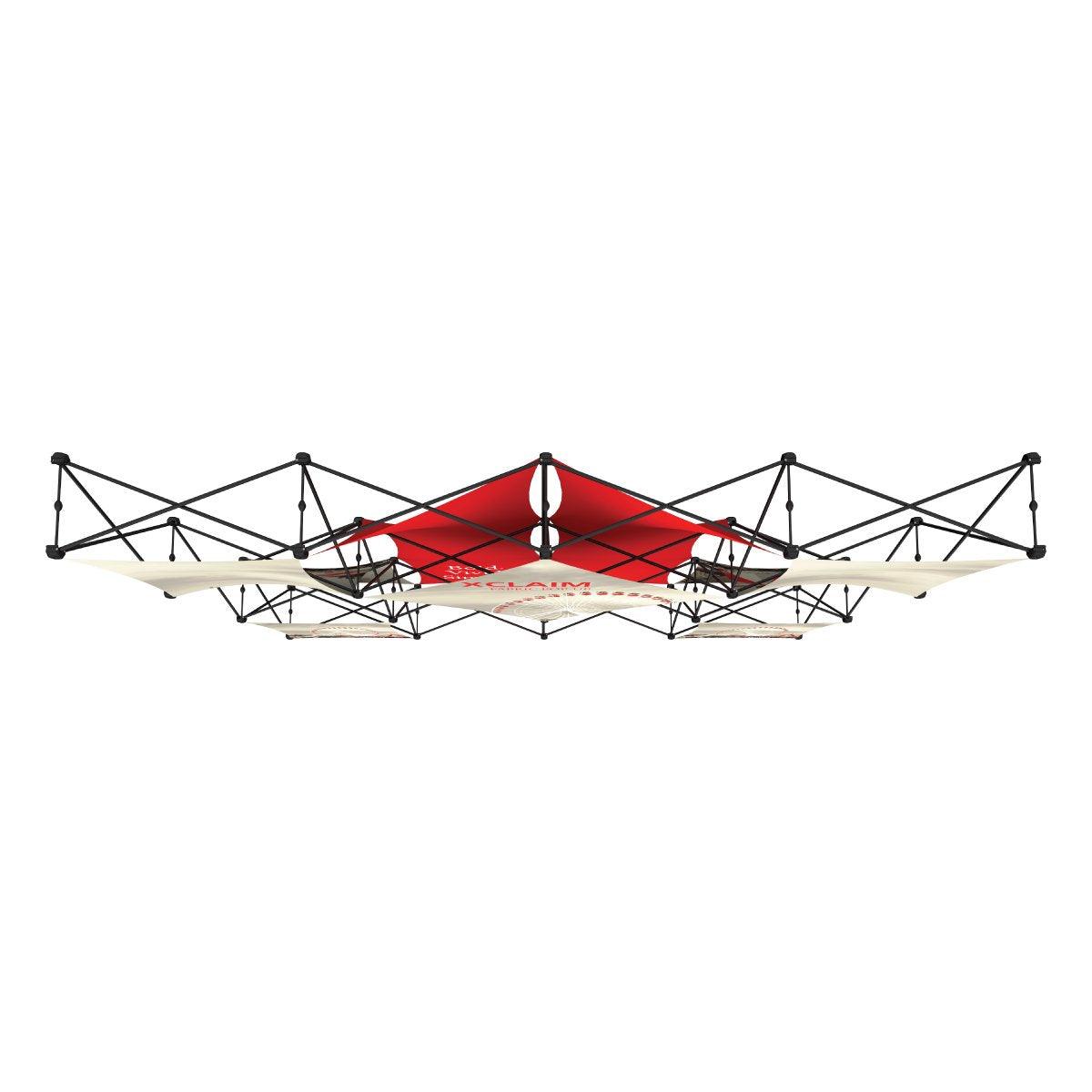 Modular hanging trade show display frame with fabric banners for exhibitions and events