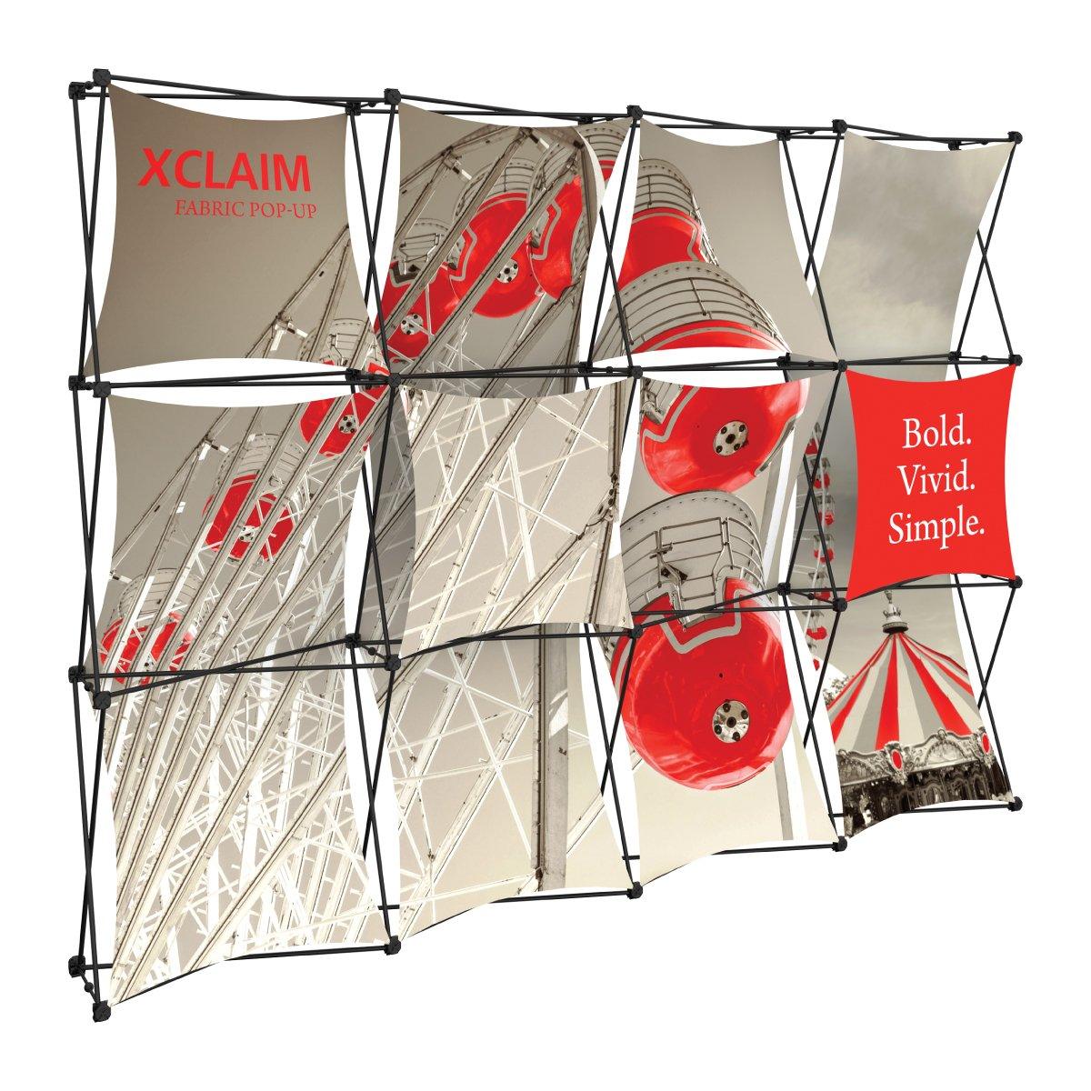 Fabric pop-up display featuring vibrant carnival imagery ideal for trade shows and exhibitions