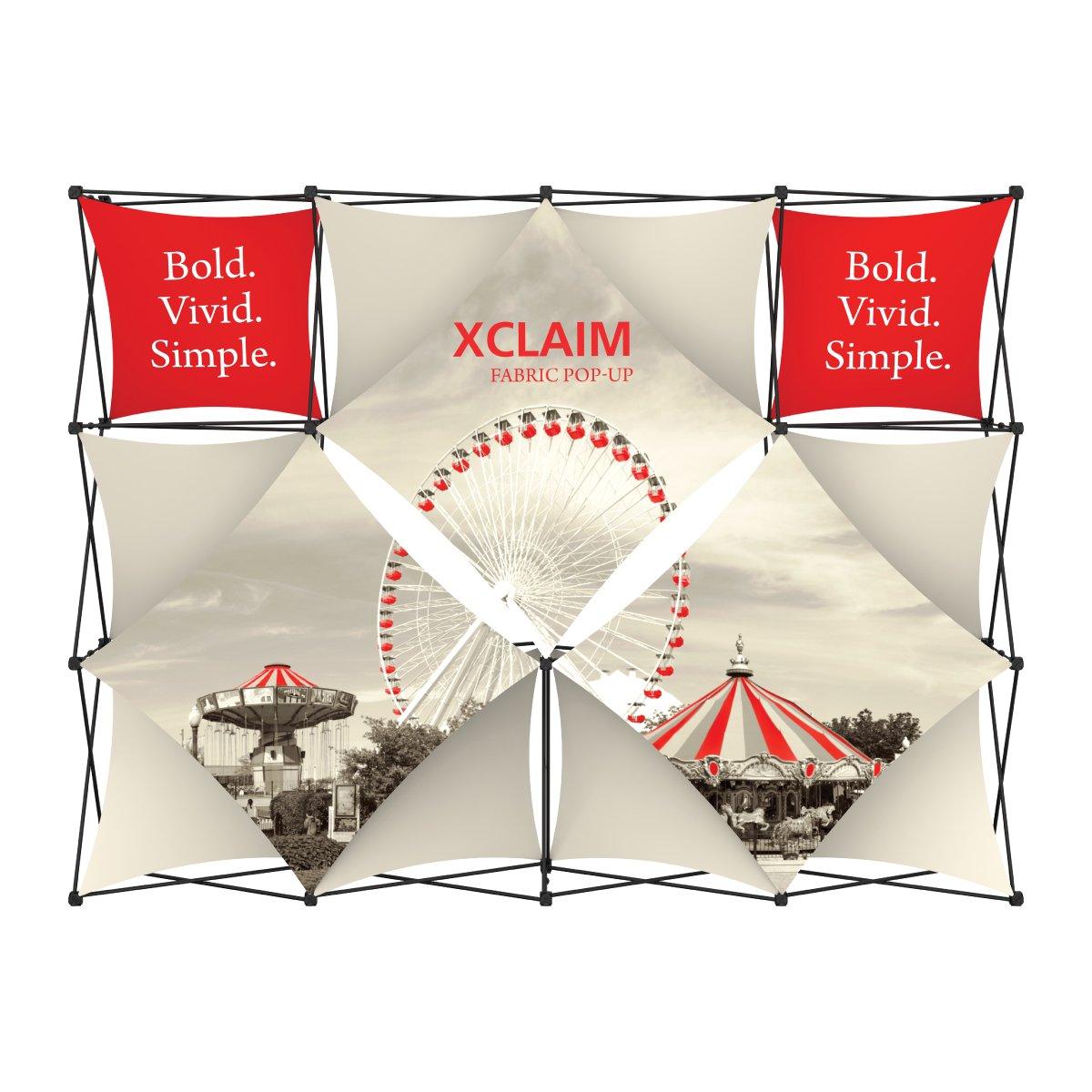 Fabric pop-up display with carnival-themed graphics for trade shows and exhibitions