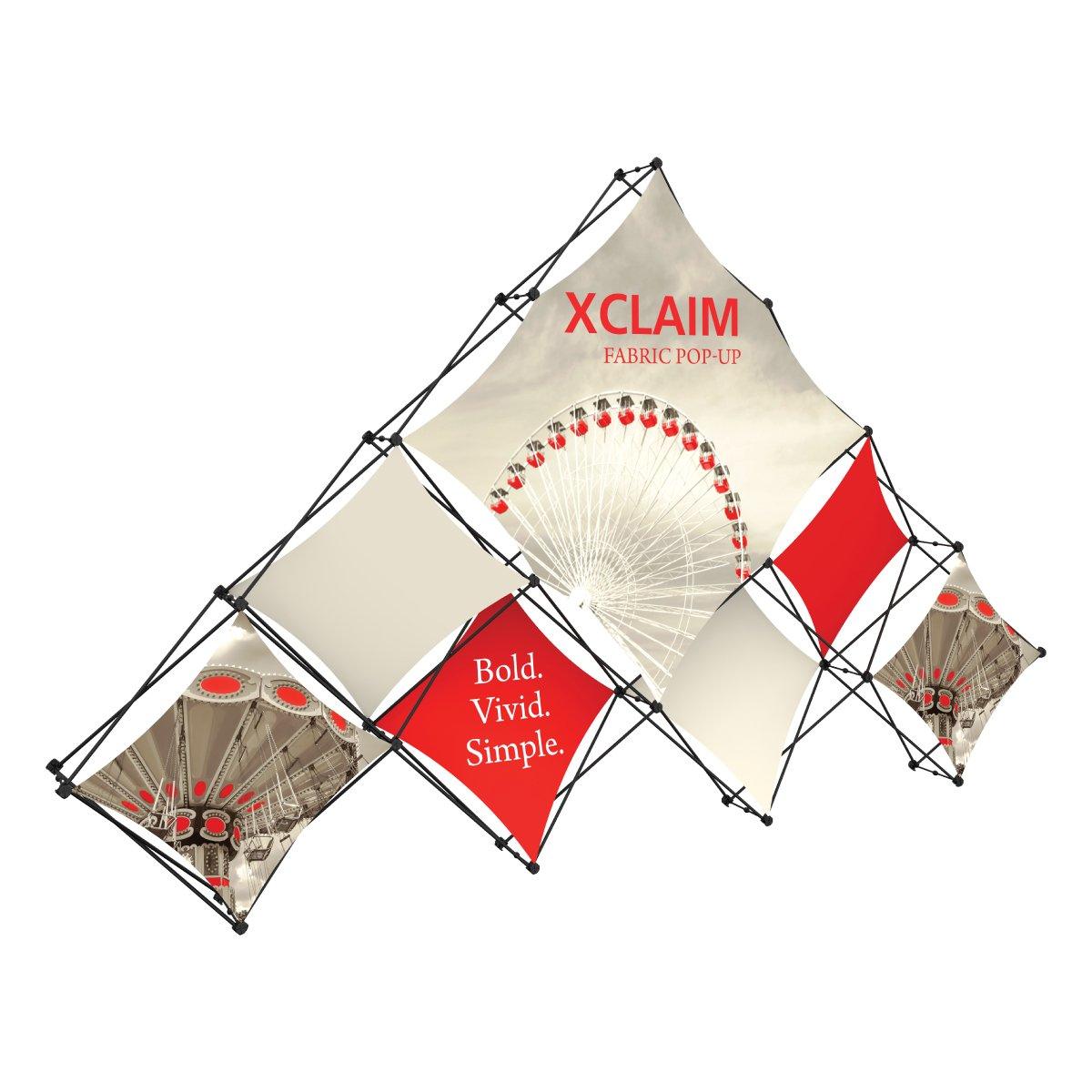 Xclaim fabric pop-up display with vibrant graphics for trade shows and exhibitions