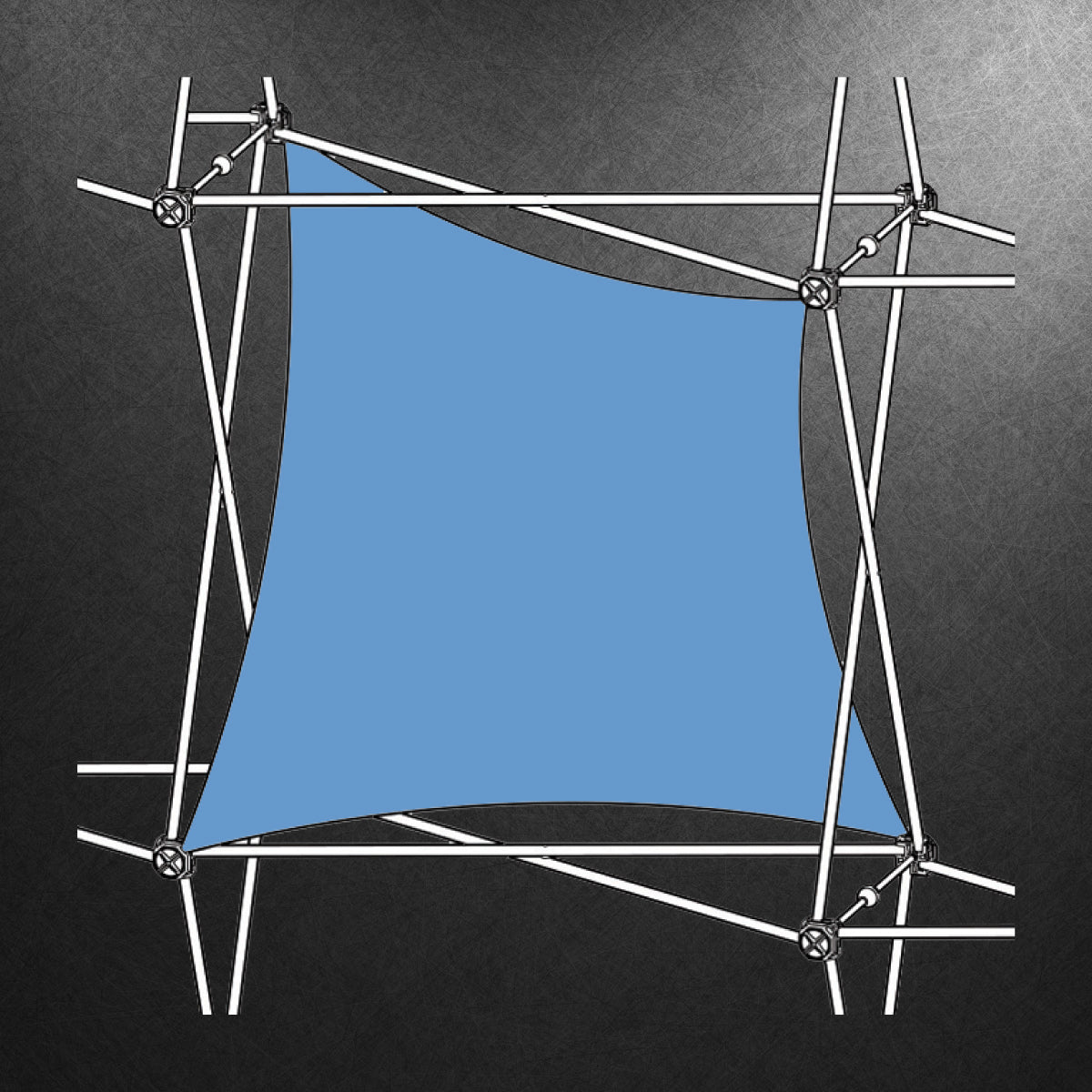 Trade show frame structure with tension fabric graphic for exhibitions and special events