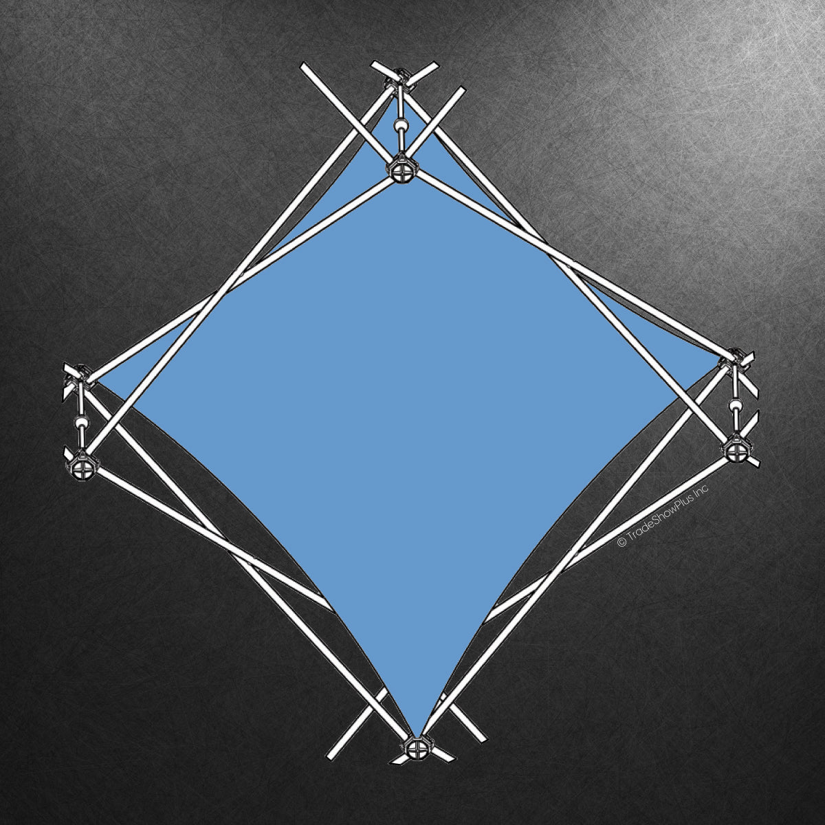 Trade show fabric graphic display with pyramid single twist frame for exhibitions and special events