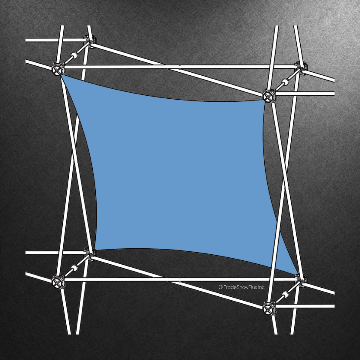 Trade show fabric graphic display stretched on collapsible frame for exhibitions and special events