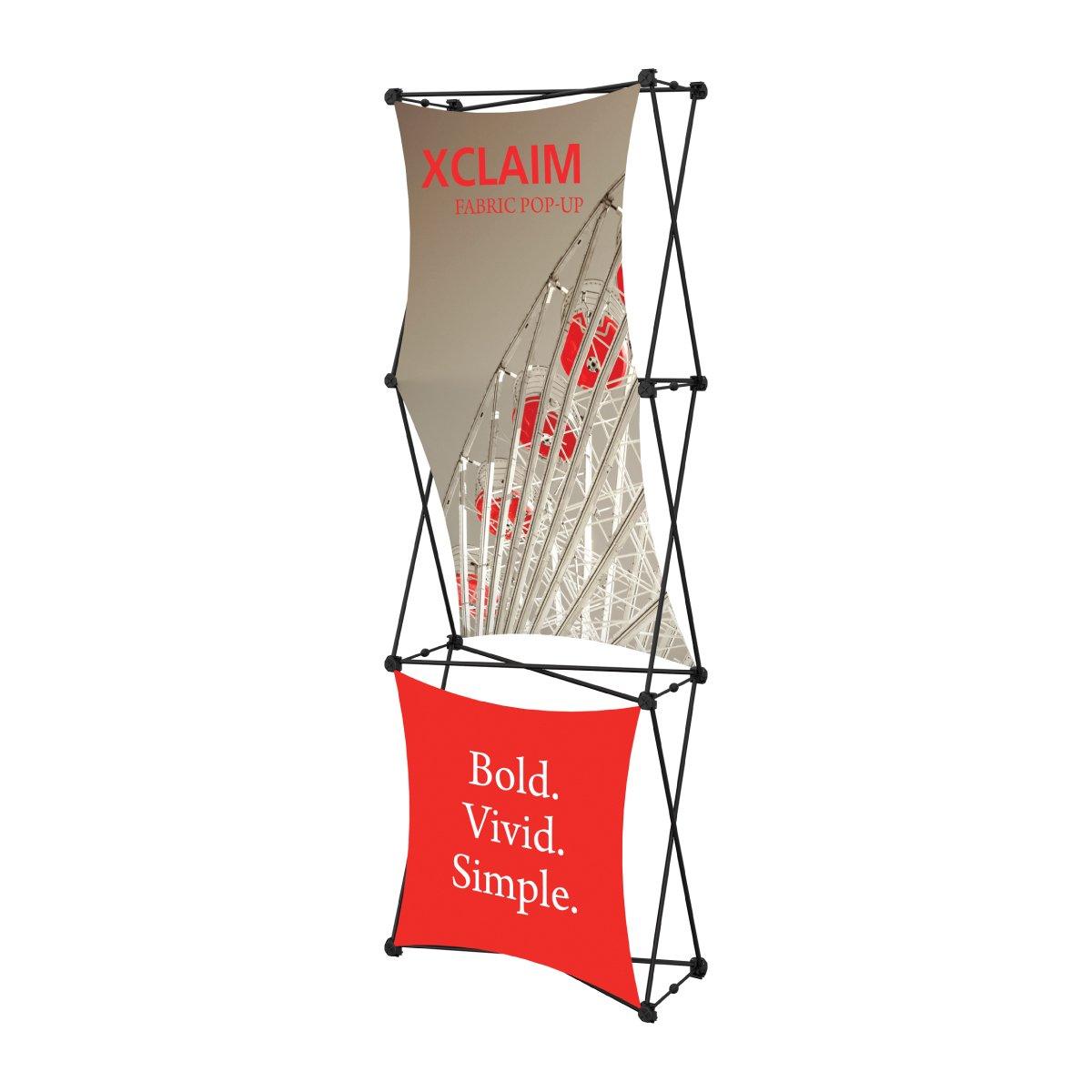 XClaim fabric pop-up display with bold, vivid graphics ideal for trade shows and exhibitions
