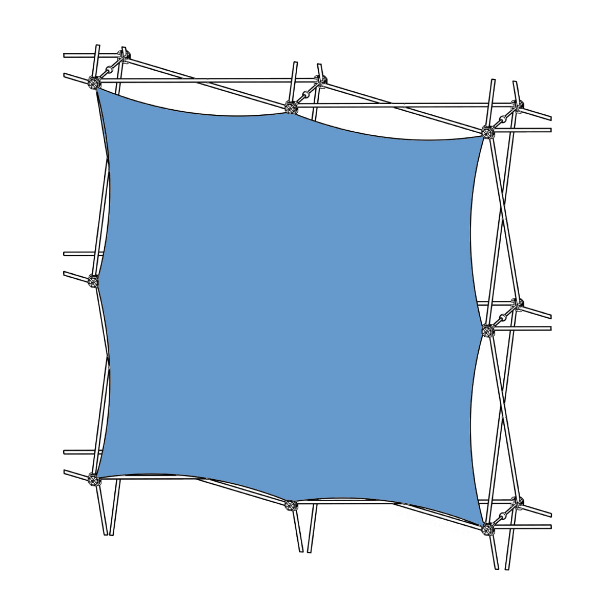 Modular fabric graphic display with tensioned frame ideal for trade shows and exhibitions