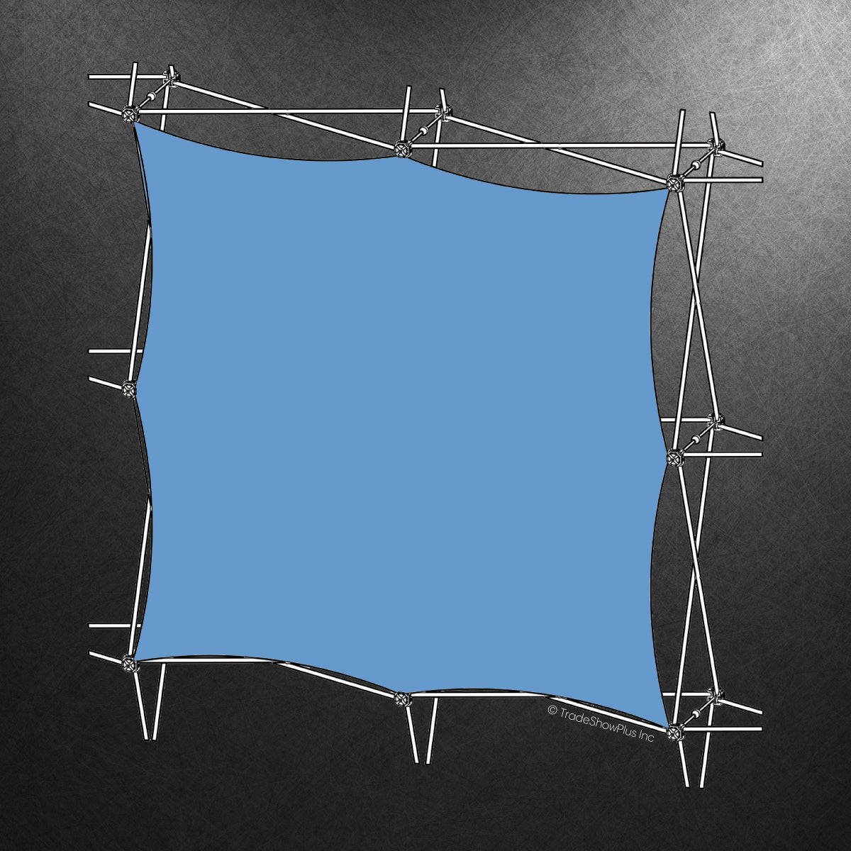 Fabric graphic display with modular frame for trade shows and exhibition booths