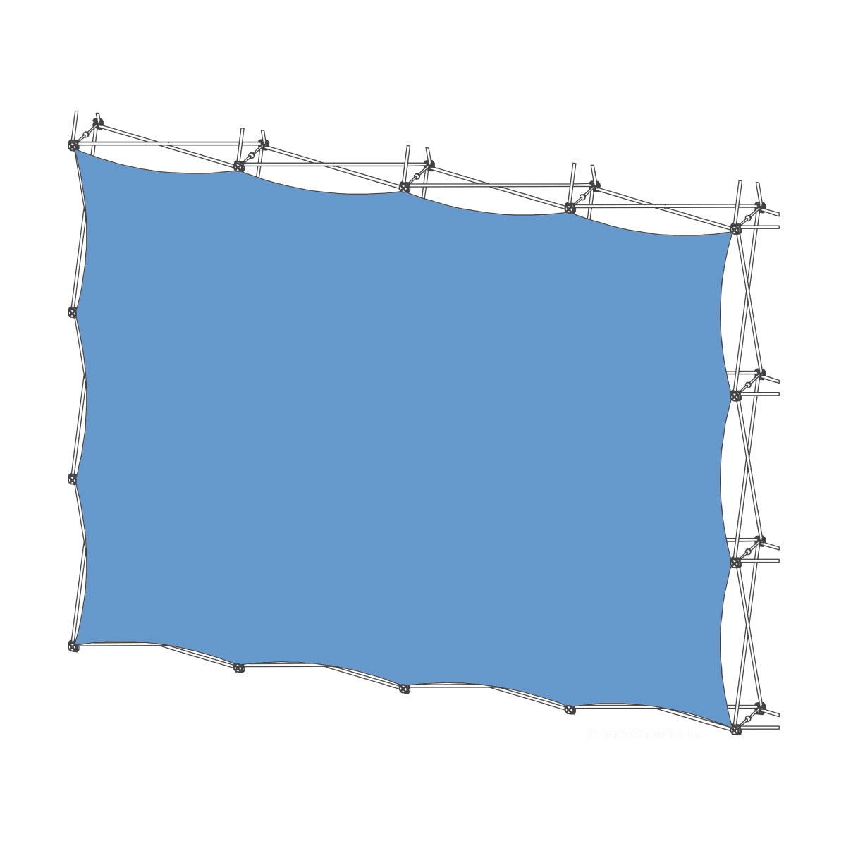 Large fabric graphic display with frame structure ideal for trade shows and exhibitions