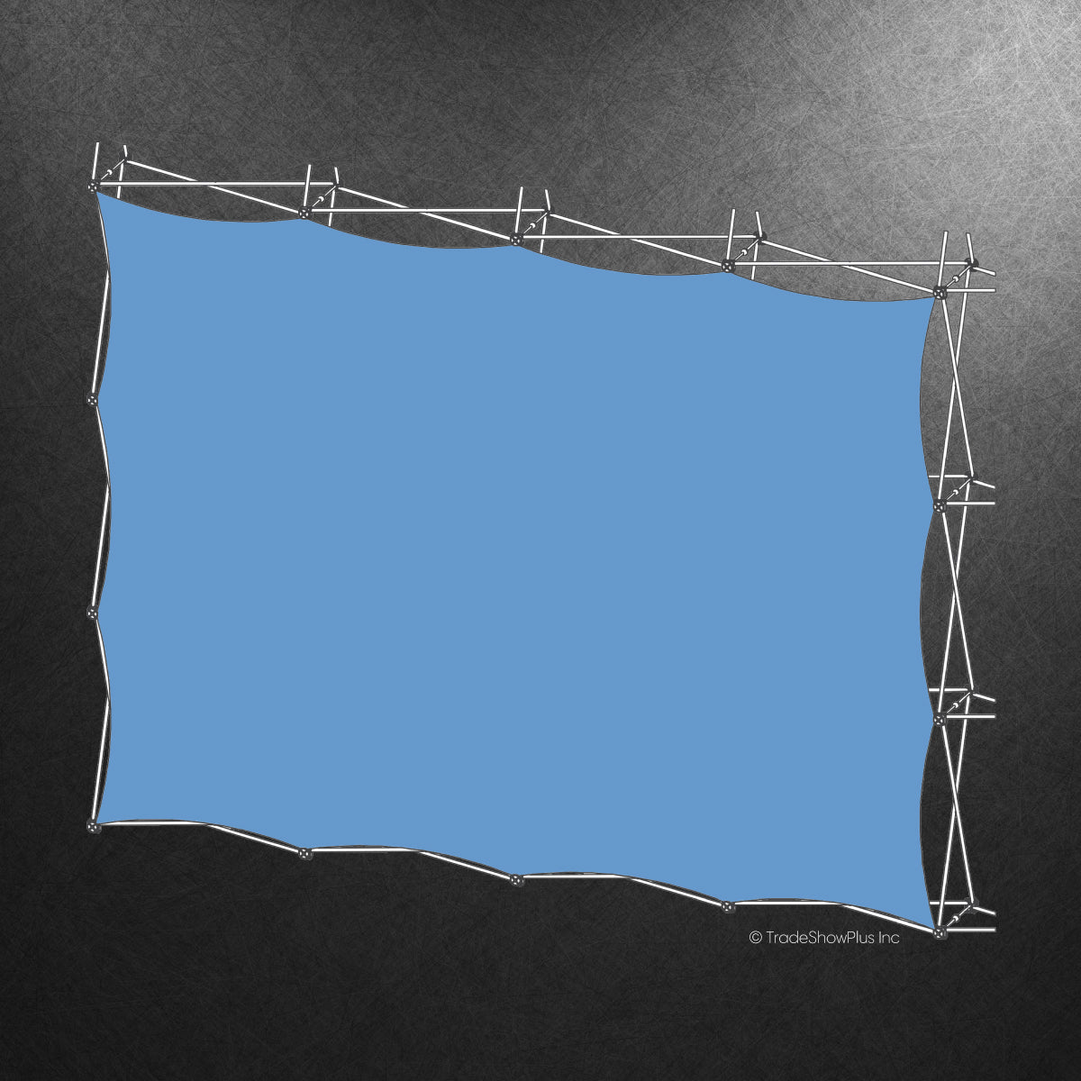 Fabric tension display frame with geometric support structure for trade shows and exhibitions