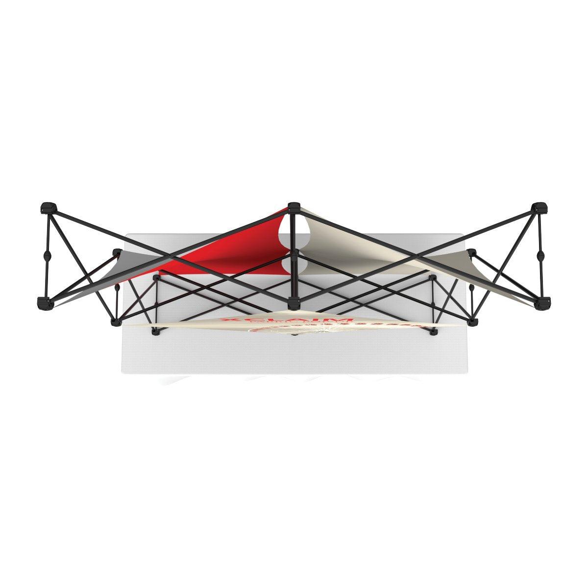 Top view of a collapsible tabletop display frame for trade shows and exhibitions