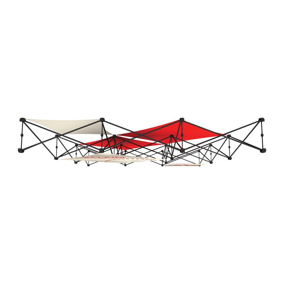 Expandable trade show display frame with fabric panels for exhibitions and special events