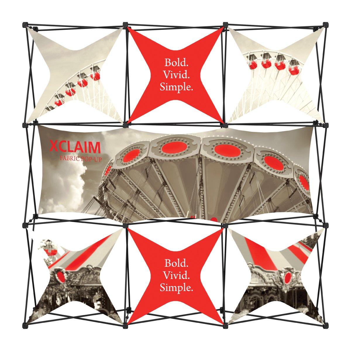 Fabric pop-up display with carnival-themed graphics for trade shows, exhibitions, and events