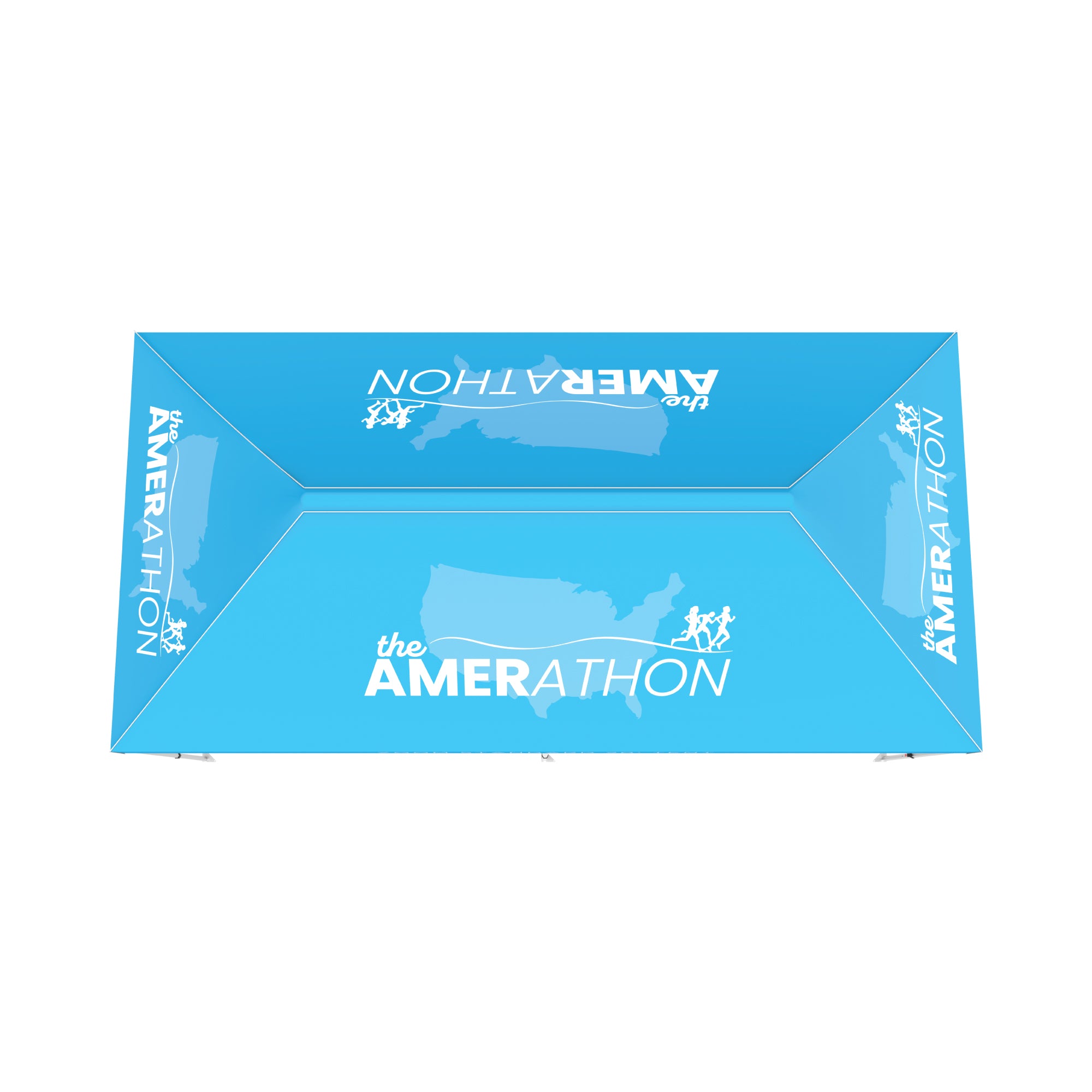 Custom branded trade show tent canopy with Amerathon logo and USA map for exhibitions and events
