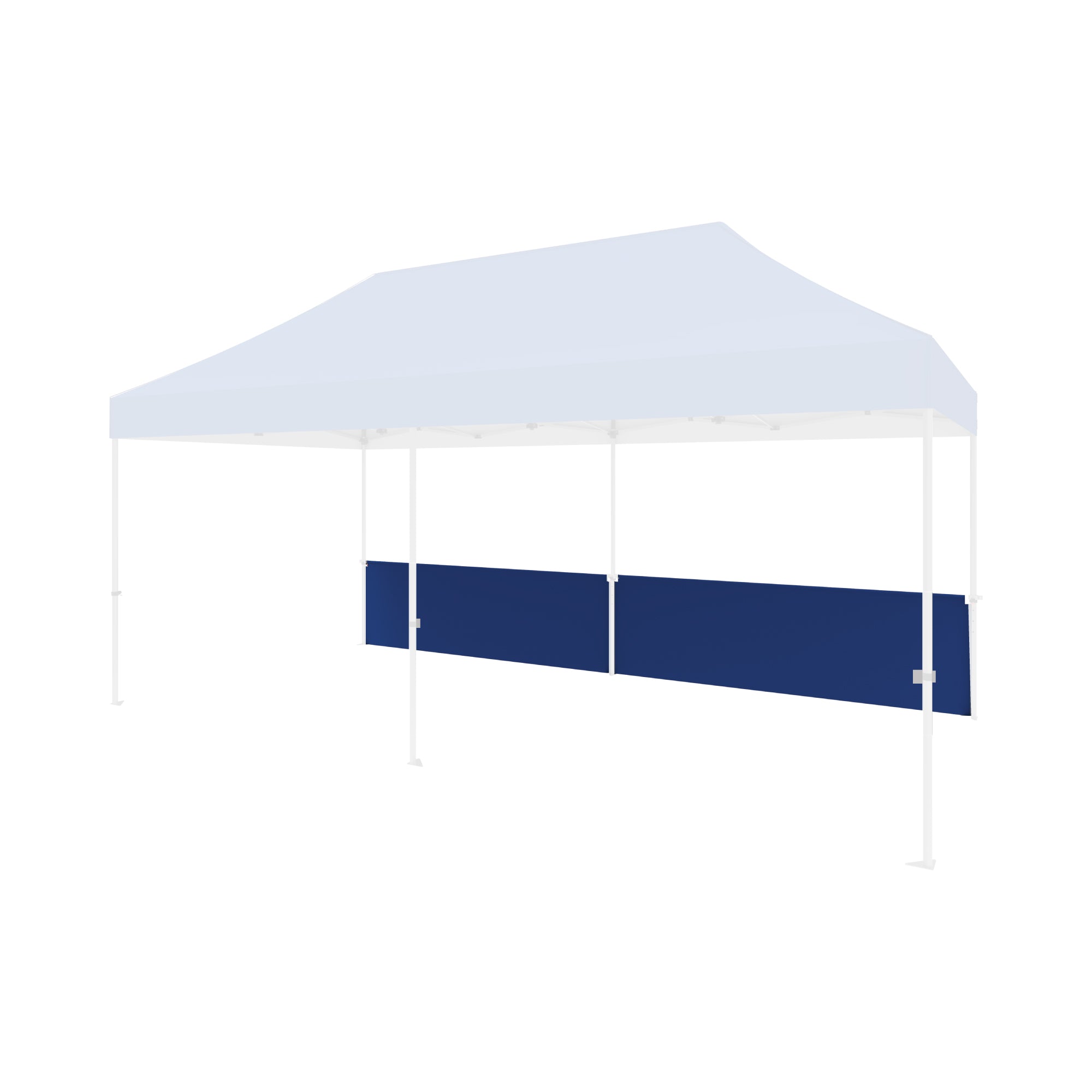 Large 20ft trade show tent with half-solid side panels for exhibition and special event use