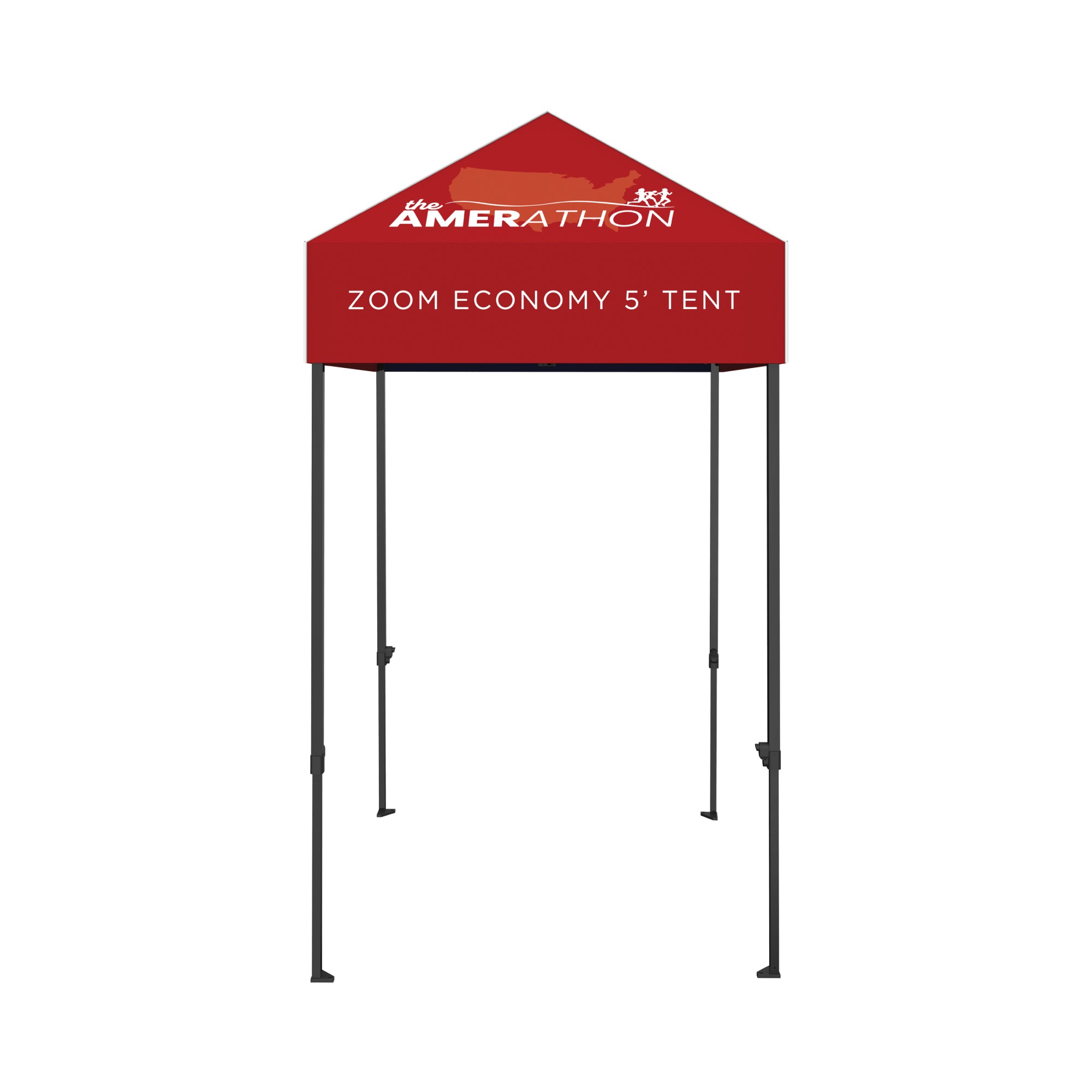 5-foot Zoom Economy tent with custom branded canopy for trade shows and exhibitions