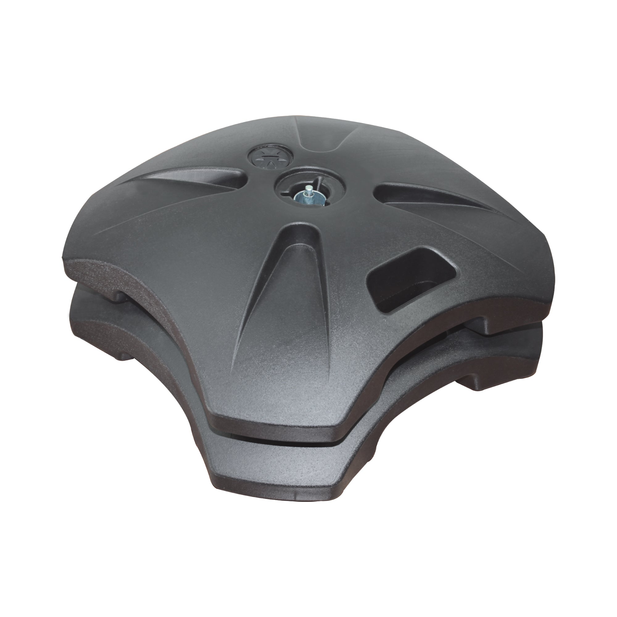 Stackable base weights designed for trade shows and exhibition displays for stability and support