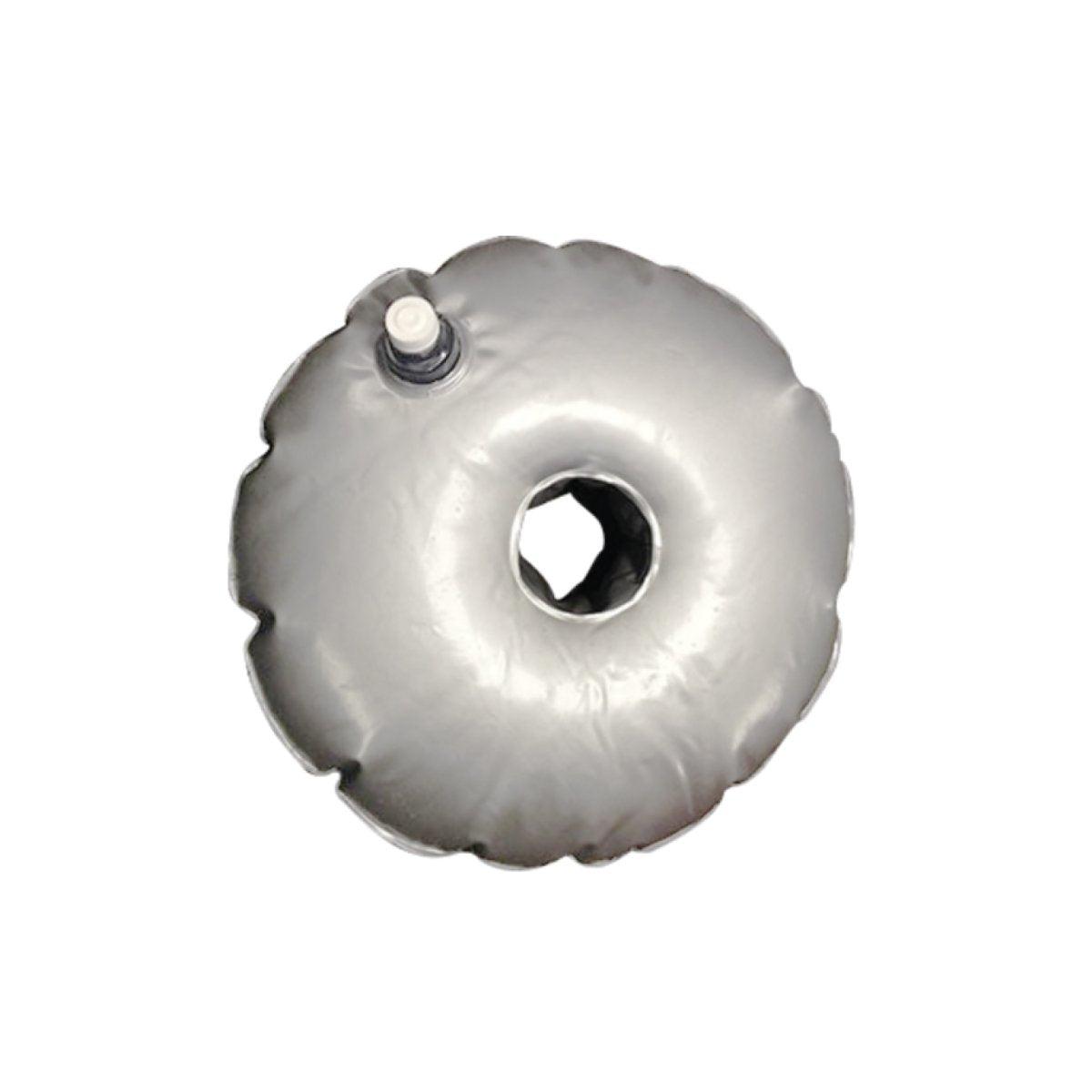 Inflatable water base for trade show displays and exhibition flags with valve for easy filling