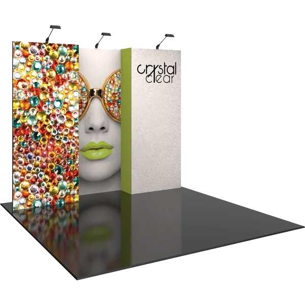 Exhibition trade show display with high-impact graphics and integrated lighting for events
