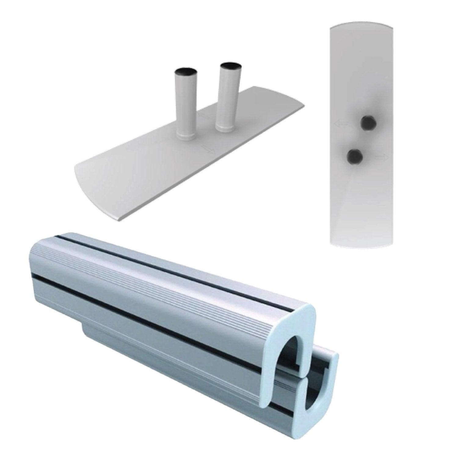 Connectors and mounting parts for modular trade show displays and exhibition stands