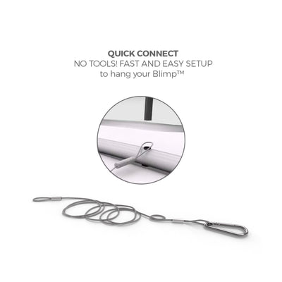 Quick connect hanging cable system with carabiner for easy trade show and exhibition display setup