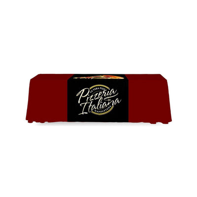 Table runner with Pizzeria Italiana logo for trade show and exhibition booth branding