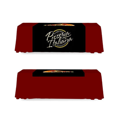 Trade show table runner featuring Pizzeria Italiana branding for exhibitions and promotional events