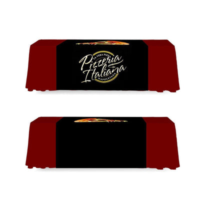 Trade show table runner with custom branding for Pizzeria Italiana, ideal for exhibitions and events
