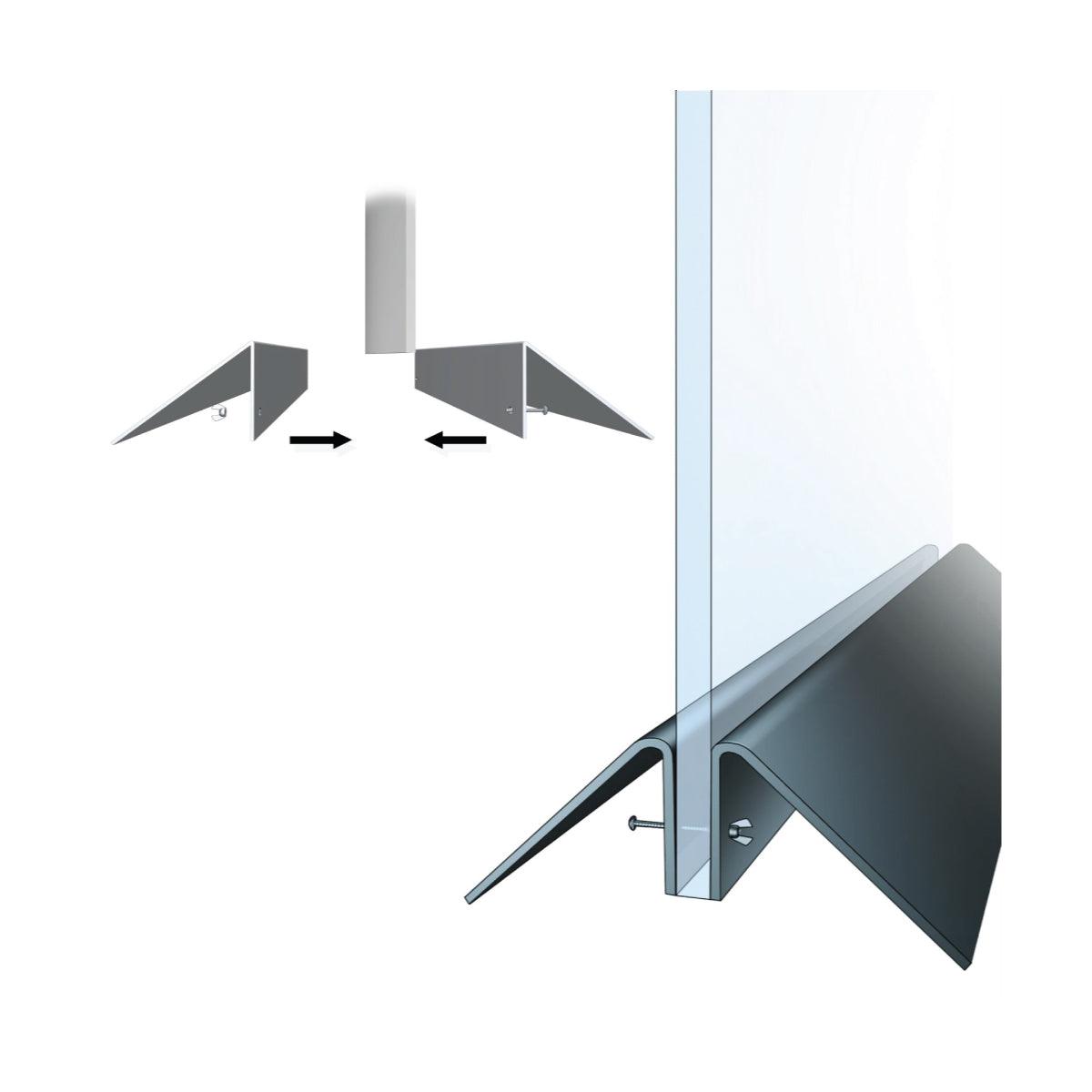 Heavy-duty base mount sign holder designed for trade shows and exhibitions with easy assembly with screws