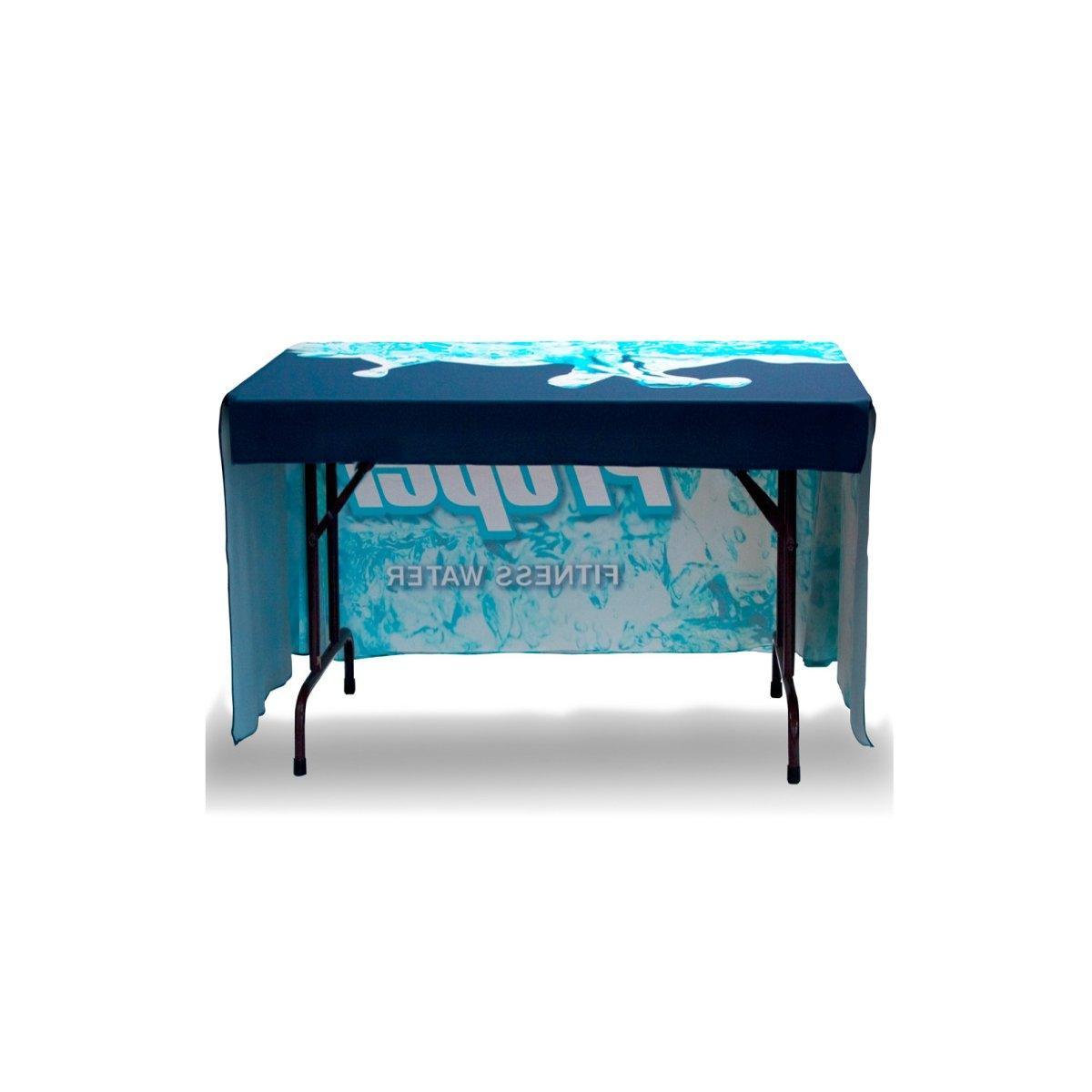 4ft branded table throw designed for trade shows, exhibitions, and special event displays