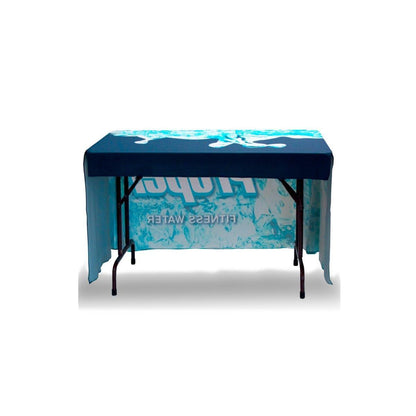 4ft branded table throw designed for trade shows, exhibitions, and special event displays