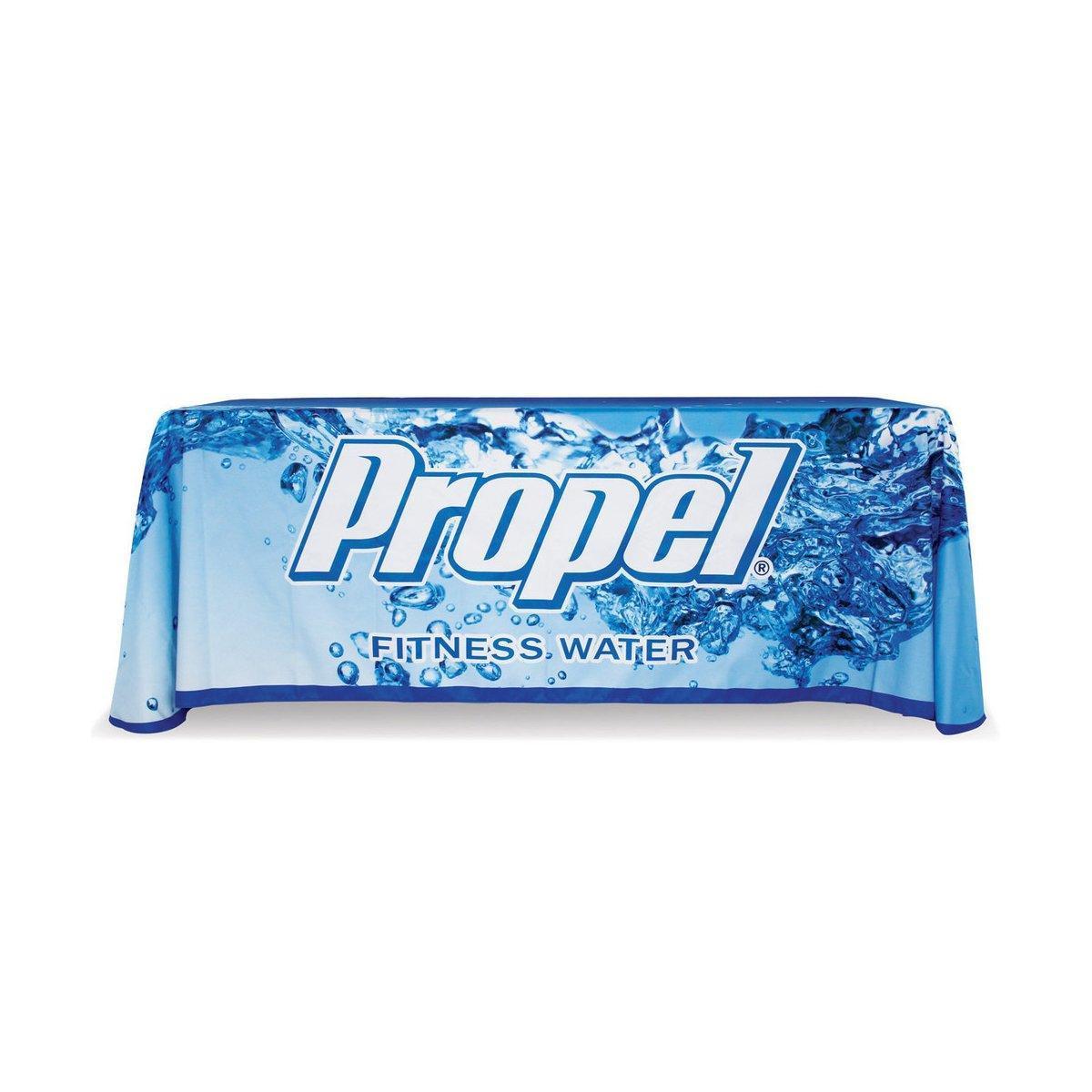 6ft economy table cover with Propel Fitness Water branding for trade shows and exhibitions
