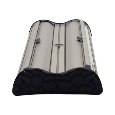 Compact double-sided banner stand case for easy transport and setup at trade shows and exhibitions