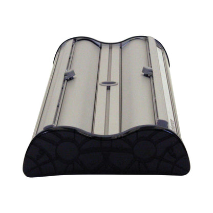 Compact double-sided banner stand case for easy transport and setup at trade shows and exhibitions