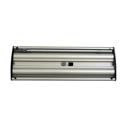 Closed retractable banner stand base for trade show and exhibition displays