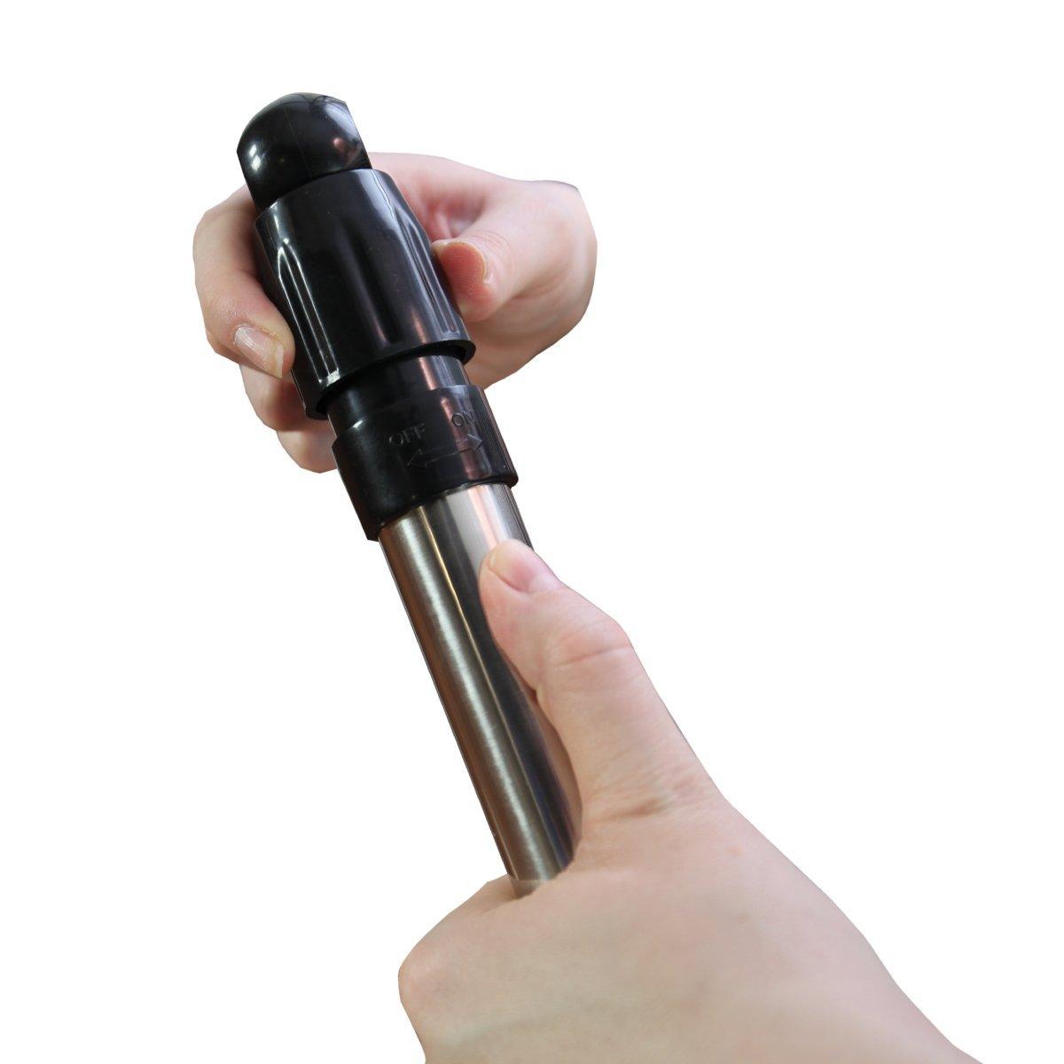 Hands assembling a metal and plastic component for trade show or exhibition display setup