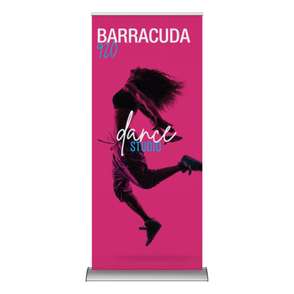Barracuda 920 banner stand with dynamic dance studio advertisement for trade shows and exhibitions