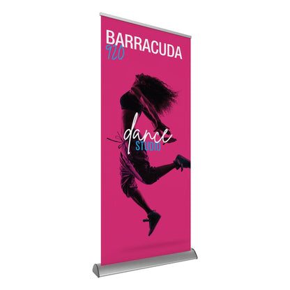 Barracuda 920 retractable banner stand displaying dance studio advertisement for trade shows and exhibitions