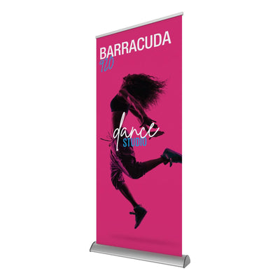 Banner stand with dynamic dance studio graphic for trade shows, exhibitions, and special events
