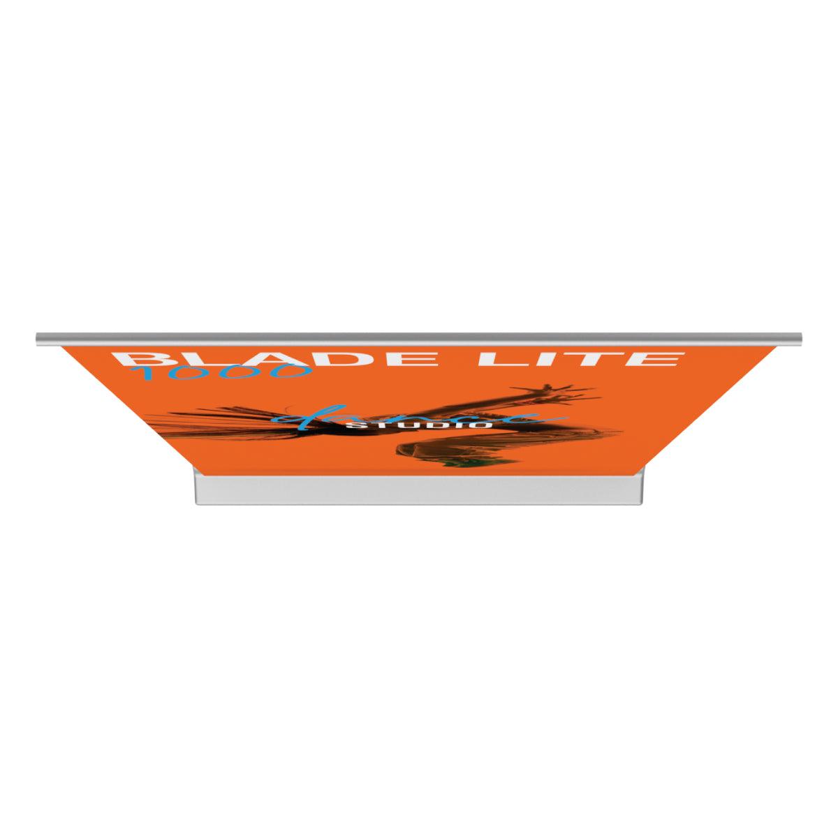 top view of a Blade Lite 1000 banner stand used for trade shows and exhibitions with printed graphic