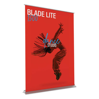 Blade Lite 1500 retractable banner stand displaying dance studio promotion for trade shows and exhibitions