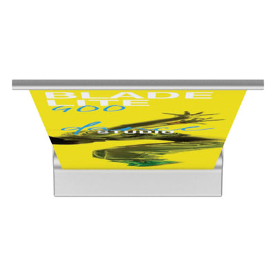 Retractable banner stand showcasing large printed graphic for trade shows and exhibitions