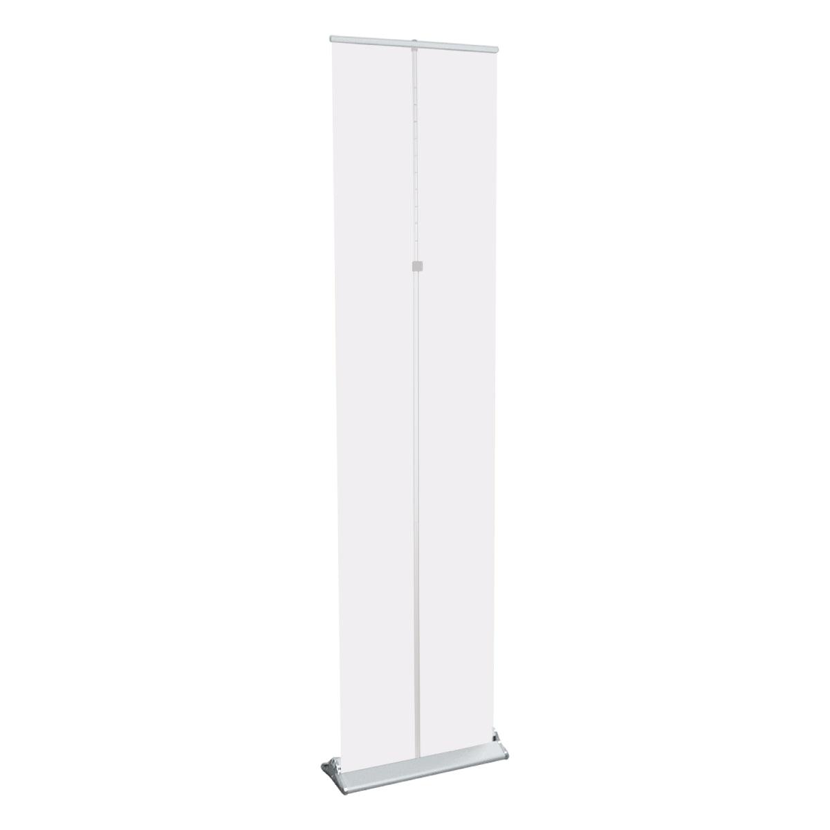Tall retractable banner stand with blank display for trade shows and exhibitions