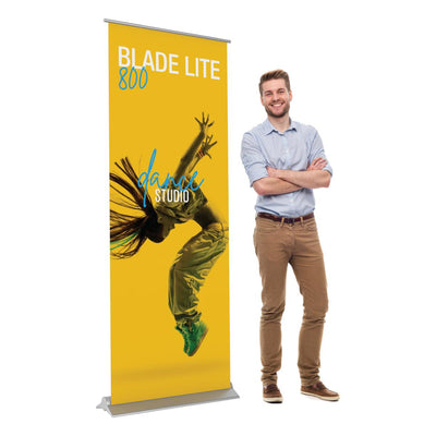 Blade Lite 800 banner stand showcasing dance studio design, ideal for trade shows and exhibitions