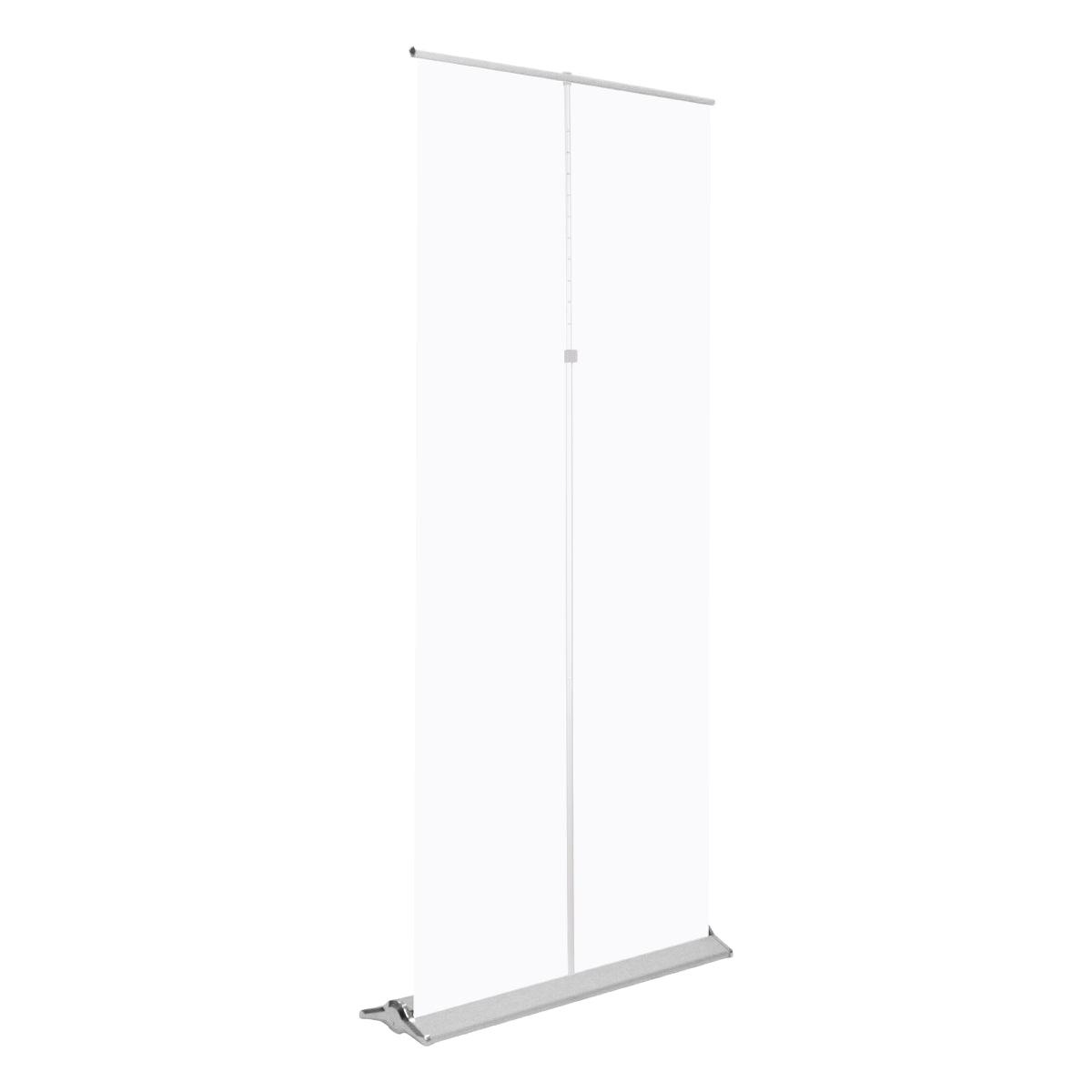 Retractable banner stand with blank vertical display for trade shows and exhibitions