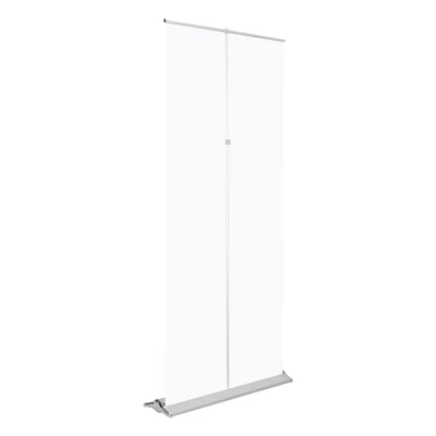 Retractable banner stand with blank vertical display for trade shows and exhibitions