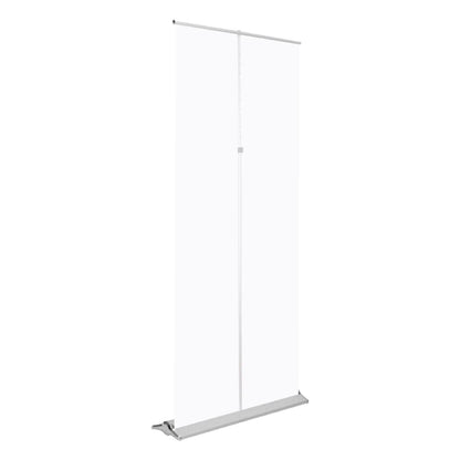 Retractable banner stand with blank vertical display for trade shows and exhibitions