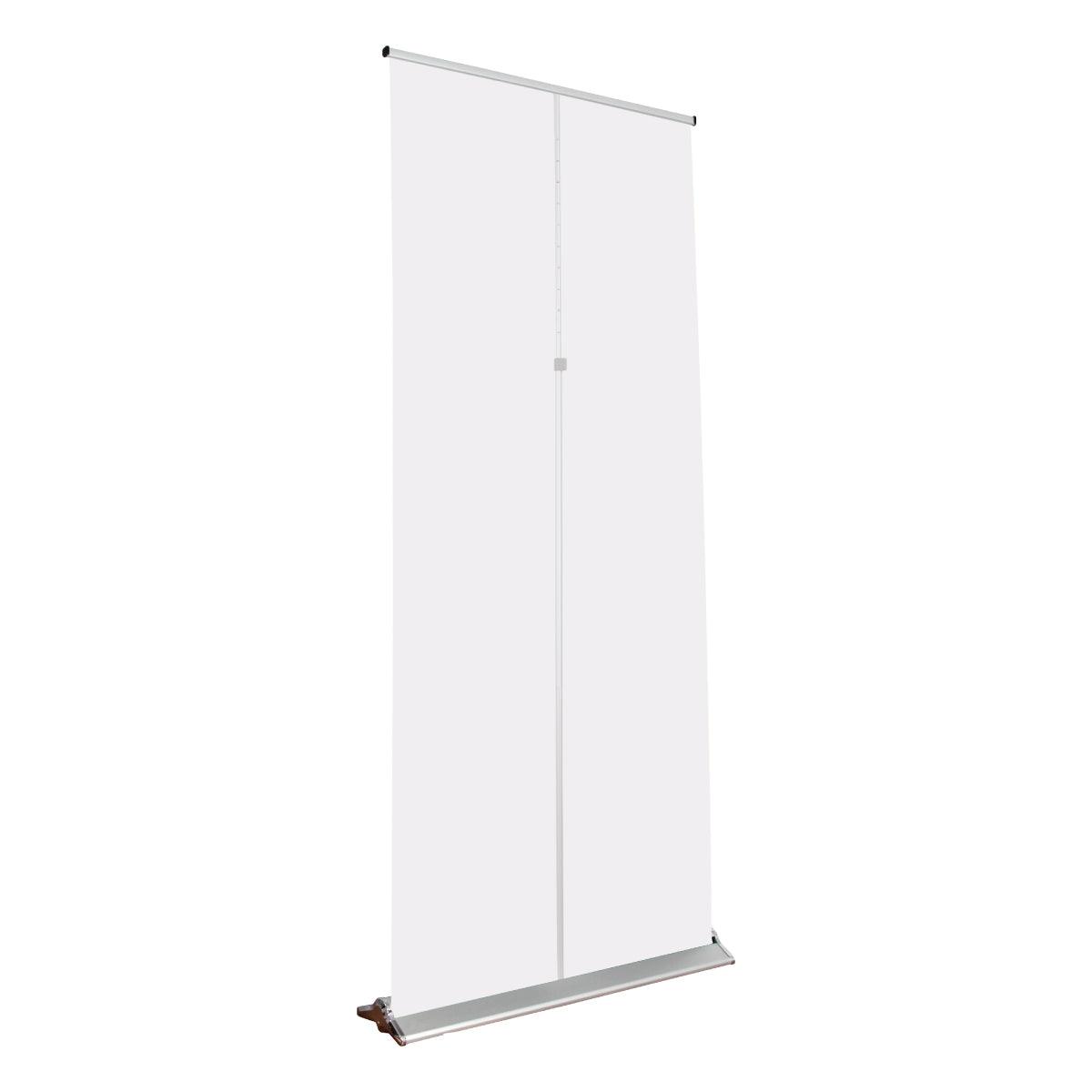 Retractable banner stand for trade shows and exhibitions with adjustable support pole and base