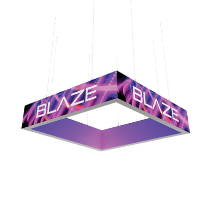 Hanging square light box with Blaze logo, ideal for trade show and exhibition displays
