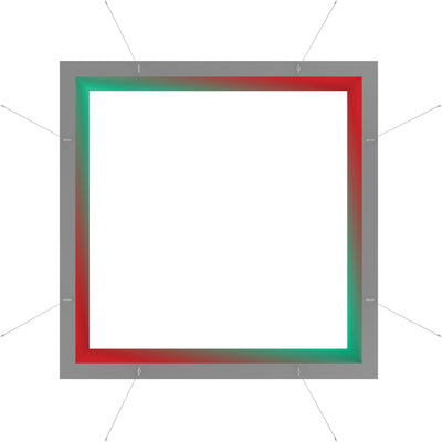 Suspended square light box with gradient frame, ideal for trade shows and exhibitions