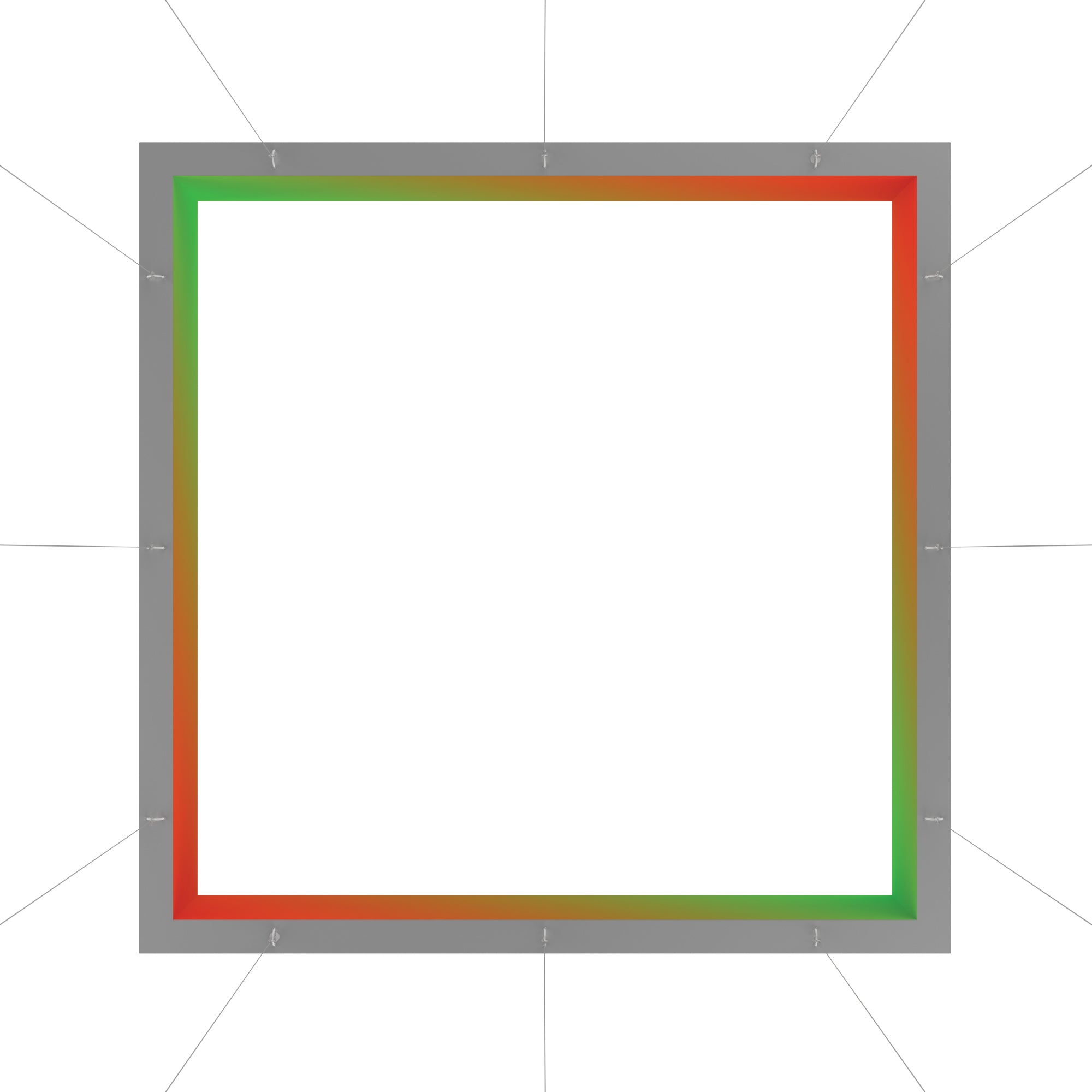 Hanging square light box with illuminated edge for trade show and event displays